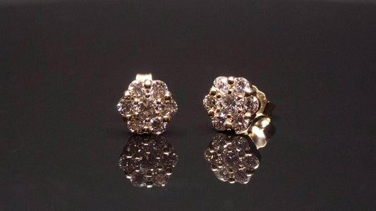 0.70ctw Lab Diamond Cluster Earrings in 14k Solid Gold