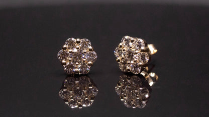 1.52ctw Lab Diamond Cluster Earrings in 14k Solid Gold