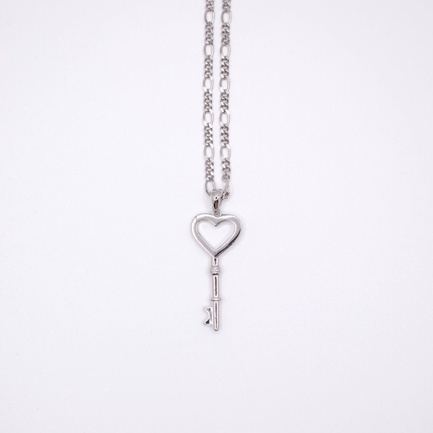 Sterling Silver Heart Key Pendant