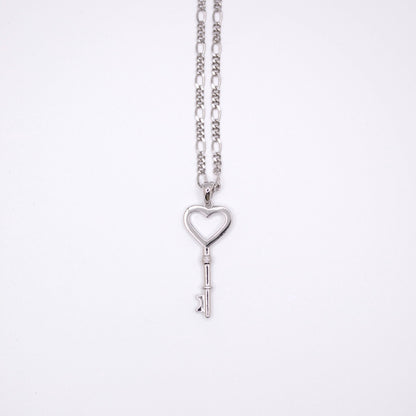 Sterling Silver Heart Key Pendant