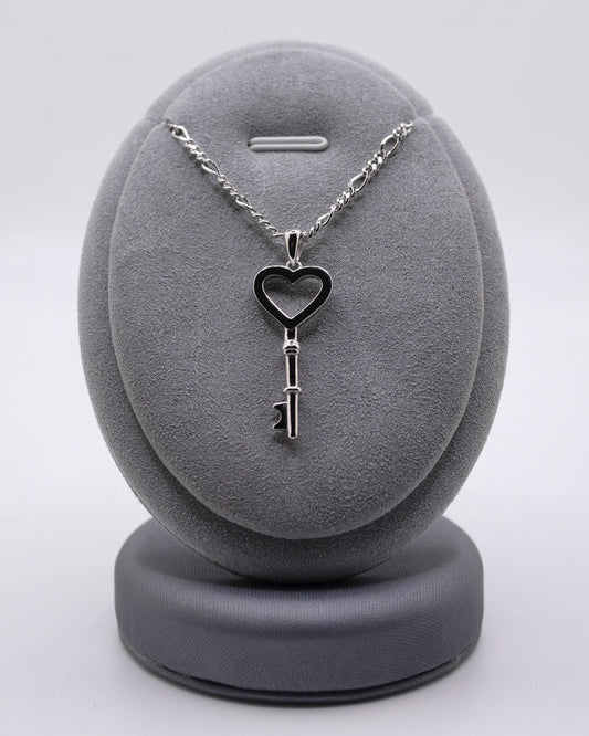 Sterling Silver Heart Key Pendant