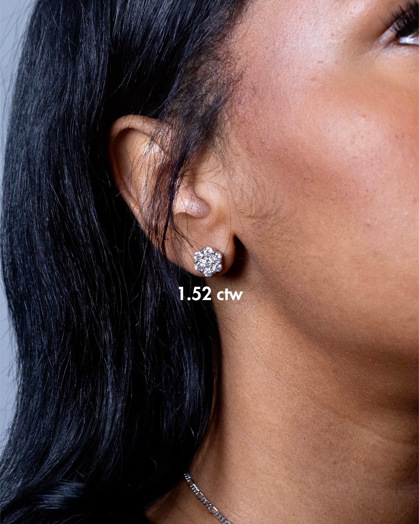 1.52ctw Lab Diamond Cluster Earrings in 14k Solid Gold